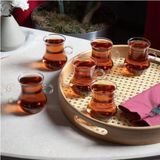 Perotti Dem Borosilikat Ince Cam Kulplu Çay Bardağı - 6 Lı Çay Bardak - Şeffaf - 6 Adet