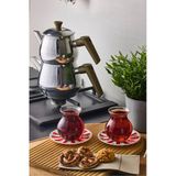 Perotti Keyfi Ala 6 Lı Borosilikat Çay Bardağı 15528 200 Ml Borosilikat Cam Kulplu Çay Bardağı Seti