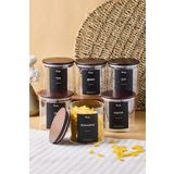 Perotti Lawson 6 Lı Akasya Kapak Cam Kavanoz 750 ml 10x10 cm 16 Adet Etiket Hediyeli