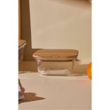 Perotti Locky Bamboo 320 ml Kare Cam Saklama Kabı