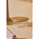 Perotti Locky Bamboo 390 ml Yuvarlak Cam Saklama Kabı