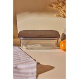 Perotti Locky Wood 1050 ml Dikdörtgen Cam Saklama Kabı
