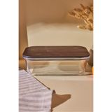 Perotti Locky Wood 1500 ml Dikdörtgen Cam Saklama Kabı
