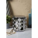 Perotti Metal Döner Standlı Yuvarlak Cam Metal Kapaklı Casa Inox 12`li Standlı Baharatlık Seti