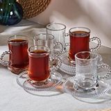 Perotti Perotti pearl 12 Parça 6 Kişilik Çay Bardağı Seti 180 ml - Şeffaf