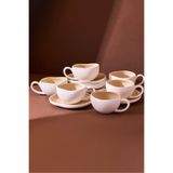 Perotti Roma Beige 12 Parça 6 Kişilik Porselen Çay Fincanı Takımı 200 ml