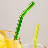 Perotti Straw 6'li Renkli Cam Eğimli Isıya Dayanıklı (Borosilikat) Pipet ve 1 Adet Pipet Temizle - Çok Renkli