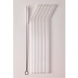 Perotti Straw 6'lı Şeffaf Cam Eğimli Isıya Dayanıklı (Borosilikat) Pipet Ve 1 Adet Pipet Temizleme Fırçası