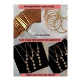 Perry Accesories 3 adet 22 ayar altın kaplama ajda bilezik ve gold renk çelik yıldız y kolye kolye bileklik set
