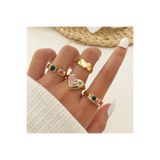 Perry Accesories 4 ADET GOLD RENK EKLEM YÜZÜK SETİ VIP MİNELİ ÇOKLU KOMBİN KADIN YÜZÜK SETİ