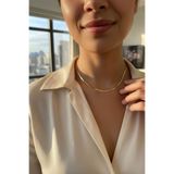 Perry Accesories kararmaz çelik gümüş italyan kolye özel tasarım ezme çelik su yolu kolye kadın çelik kolye