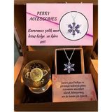 Perry Accessories Aksesuarları Kararmaz Mor Çelik Lotus Kolye ve Renk Değiştiren 3D Satürn Küre Hediyelik