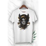 perseusshopping Mitoloji Medusa Baskılı Beyaz Unısex Tişört GNC 82