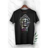 perseusshopping Mitoloji Medusa Baskılı Siyah Unısex Tişört GNC 79
