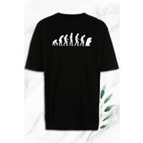 perseusshopping Oversize Evolution Evrim Baskılı Siyah Tişört OVR 157