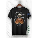 perseusshopping Teddy Bear Nasa Tasarım Baskılı Siyah Tişört GNC 229