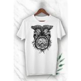 perseusshopping Unisex Beyaz Mitoloji Gladyatör Miğfer Baskılı Tişört GNC 111