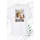 perseusshopping Unisex Beyaz Oversize Antik Mısır Egypt Baskılı Tişört OVR 139