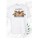 perseusshopping Unisex Beyaz Oversize Antik Mısır Egypt Firavun Baskılı Tişört OVR 113