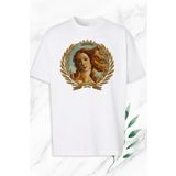 perseusshopping Unisex Beyaz Oversize Mitoloji Güzellik Tanrıçası Venüs Heykel Baskılı Tişört OVR 98