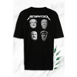 perseusshopping Unisex Siyah Oversize Mitoloji Metafizik Filozof Heykel Baskılı Tişört OVR 145
