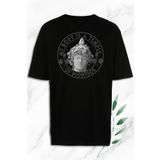 perseusshopping Unisex Siyah Oversize Mitoloji Şarap Tanrısı Dionysos Heykel Baskılı Tişört OVR 143