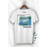 perseusshopping Unısex Tişört Art Claude Monet Nilüferler Tablosu Baskılı Beyaz GNC 87