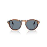 Persol Kadın Po3383s Güneş Gözlüğü, Çizgili Siyah ve Kahverengi/Açık Mavi, 51 mm