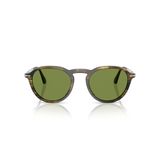 Persol Kadın Po3383s Güneş Gözlüğü, Çizgili Siyah ve Zeytin/Yeşil, 51 mm