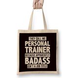 Personal Trainer Fitness Instructor Gym Bodybuilding Workout Bez Çanta Uzun Saplı - Açık Bej - 40 X 40