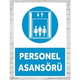 Personel Asansörü - Uyarı Tabela Levhası 24X34 cm Polikarbon - 24 x 34 cm - 1 Adet