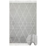 Perugia Gri Geometrik Mikro Modern Geometrik Etnik Desenli Boho Makinada Yıkanabilir Hav Toz Vermez Leke Tutmaz Kaymaz Taban Dijital Makine Baskı Halı Oturma Odası Salon Yolluk Koridor Mutfak Halısı