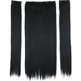 Peruk Market Siyah Fiber Sentetik Düz Yarım Ay Çıt Çıt 2 Yan