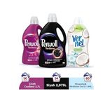 Perwoll Hassas Sıvı Çamaşır Deterjanı (104 Yıkama) 2,97L Siyah+ 2,7L Çiçek Cazibesi +Vernel 1440Ml H.Cevizi