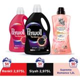 Perwoll Yenileme Renkli 2.97L & Perwol Yenileme Siyah 2.97L & Vernel Max Supreme Romance 1.2L - 7 lt