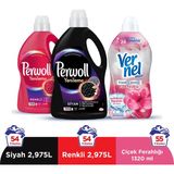 Perwoll Yenileme Siyah 2.97L & Perwoll Yenileme Renkli 2.97L & Vernel Max Fresh Control Çiçek Ferahlığı 1.32L - 3 lt