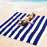 Peryiter Dev Plaj Battaniyesi 171 x 181 cm Kum Havlusu XXL Damalı Mikrofiber Çizgili Battaniye Hafif Büyük Büyük Plaj Battaniyesi Yaz Seyahat Kamp Yürüyüş Piknik için (Lacivert)