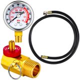 Peryiter Hava Deposu Tamir Seti, Güvenlik Vanası, 0-200 PSI Basınç Ölçer ve 4 Fit Hava Deposu Hortum Montaj Kiti ve Taşınabilir Taşıma Tankı için