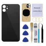 Perzework OEM Arka Arka Cam Değiştirme iPhone 11 6.1 inç Onarım Araç Seti ve Önceden Takılmış Yapıştırıcı (Siyah)