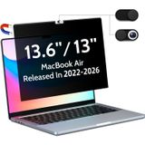 Peslv Macbook Air 13,6 inç (2022-2024, M2, M3) ile Uyumlu Manyetik Gizlilik Ekranı Model: A2681 A3113, Çıkarılabilir Mat Parlama Önleyici Mavi Işık Koruyucu Özel Güvenlik Filtresi 13 In Mac Laptop