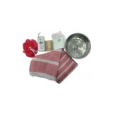Peştemal 70x130, Alüminyum Hamam Tası, Kese,Banyo Lifi,Ahşap Tarak,Topuk Taşı 6'lı Hamam Set