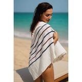 Peştemal Plaj Havlusu %100 Pamuklu 70X150 cm Beyaz Waves - Standart - Çok Renkli