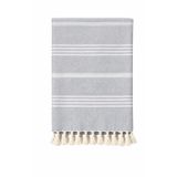 Peştemal Plaj Havlusu 100x180 cm – Banyo Havlusu -Türk Hamam Havlusu - Kum Tutmayan, Çizgili, Püsküllü, İnce ve Hafif, Hızlı Kuruyan (Gri)