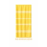 Peştemal Plaj Havlusu 100x180 cm – Banyo Havlusu -Türk Hamam Havlusu - Kum Tutmayan, Çizgili, Püsküllü, İnce ve Hafif, Hızlı Kuruyan (Sarı)