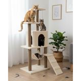 Pet B-07 Hamaklı Yuvalı Lüks Kedi Tırmalama Oyun Evi Beyaz - Çok Renkli
