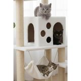 Pet B-10 Hamaklı Yuvalı Lüx Kedi Tırmalama Oyun Evi Beyaz - Çok Renkli