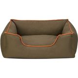 Pet Comfort Alpha Haki ‑ Turuncu Biyeli Köpek Yatağı M 80x65 cm – Dayanıklı & Konforlu - Haki - Yeşil - 65 x 80 cm