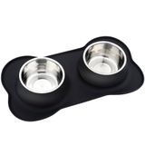 Pet Deluxe Köpek Kaseleri Paslanmaz Çelik Köpek Kasesi Dökülmez Kaymaz Silikon Mat, 24/40oz Köpek Maması ve Su Kasesi Seti Çift Köpek Besleyici Kase Küçük Orta Büyük Boy Köpekler için Köpek Yemeği