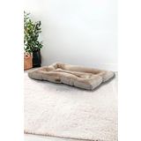 Pet Dreams Bonny Lüks Sertifikalı Peluş Kumaş, Büyük Irk Kedi/Köpek Yatağı, Kaymaz Altlık (Bej, 110x80x10cm)
