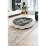 Pet Dreams Legend Lüks Kedi/Köpek Yatağı, Sertifikalı Peluş Kumaş, Kaymaz Altlık - Gri-Krem - 50 x 40 x 22 cm